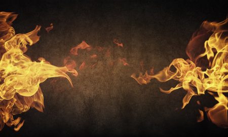 image of fire on grey background